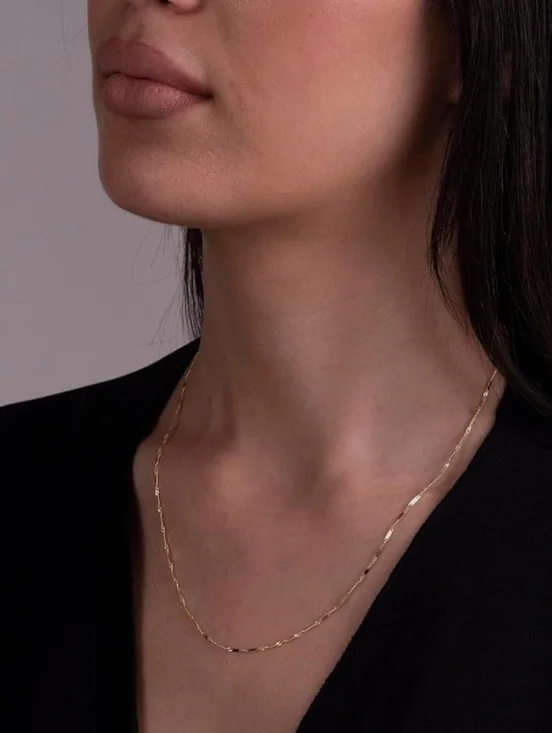 NIB 14K Solid Yellow 1mm Singapore Bar Chain 20" - Picture 6 of 14